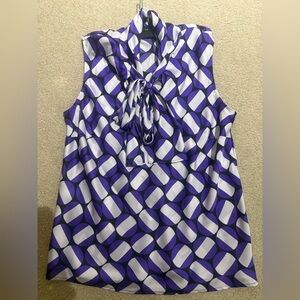 Nine West Purple and White Patterned Blouse